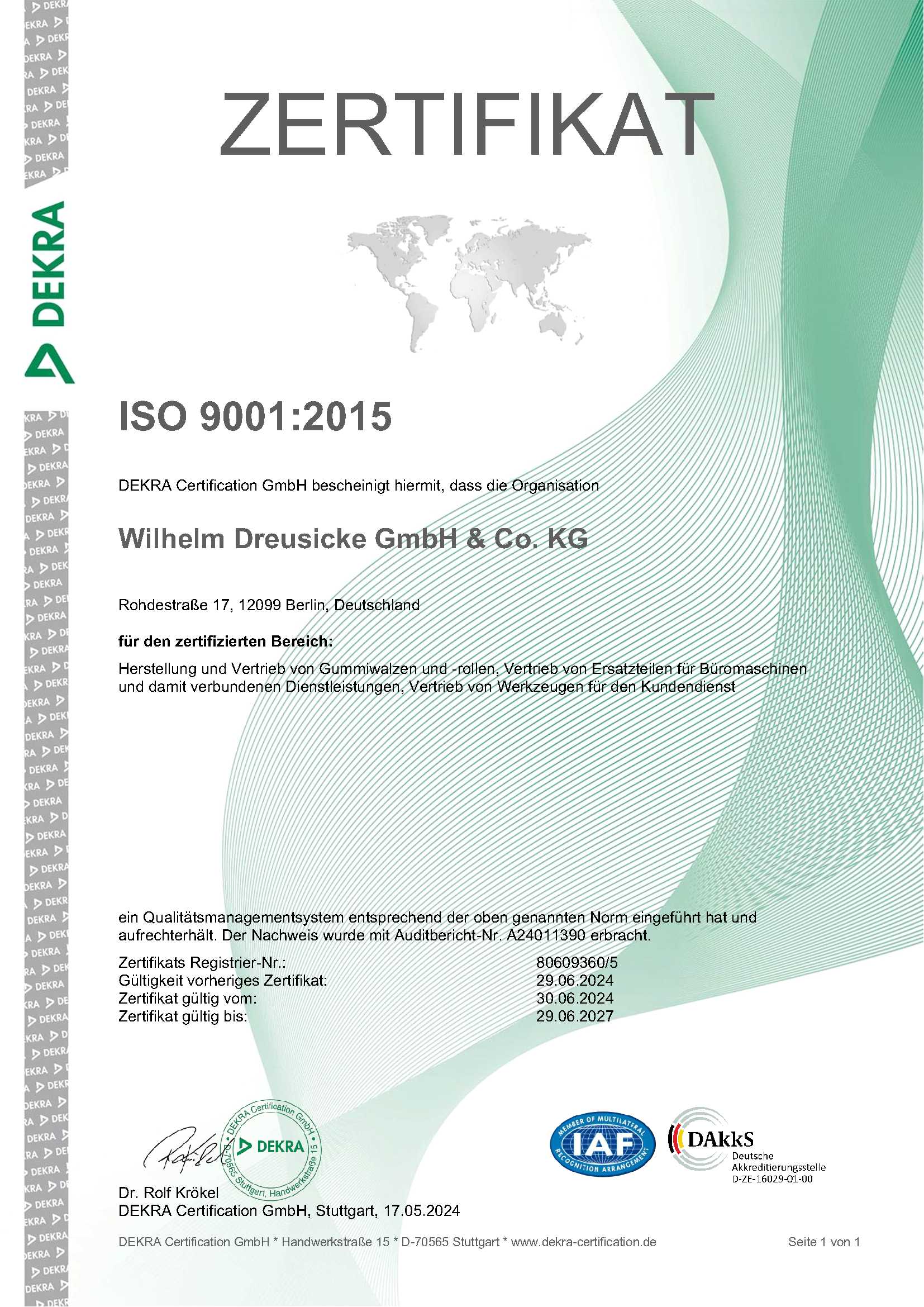 Dreusicke Certification ISO 9001